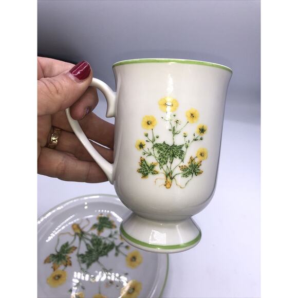 Royal Domino Porcelain Collection Footed Cup and Plate Sunrise Pattern - Picture 7 of 9